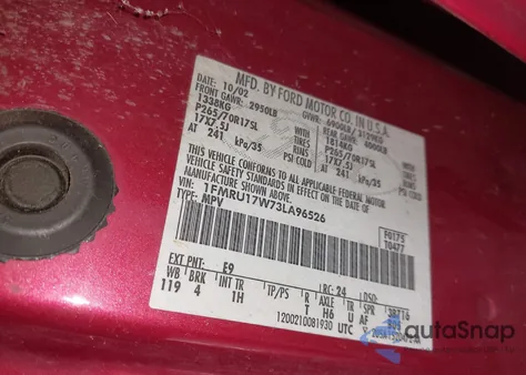 2003 Ford Expedition Eddie Bauer from USA, damaged, VIN 1FMRU17W73LA96526